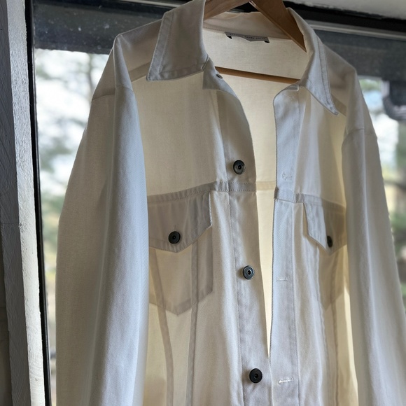 MATTHEW ADAMS DOLAN WHITE OVERSIZED DENIM JACKED DRESS WORN BY RIHANNA 90s STYLE - Picture 2 of 16